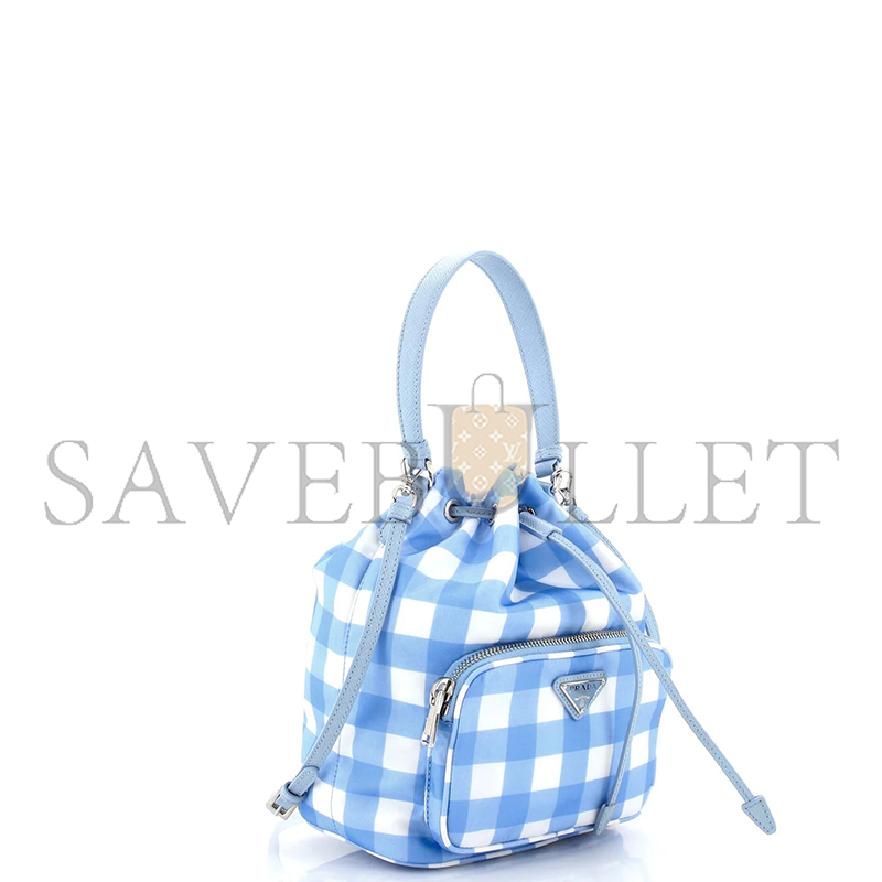 PRADA DUET DRAWSTRING BUCKET BAG PRINTED TESSUTO SMALL 1BH038 (22.5*17.5*12cm)